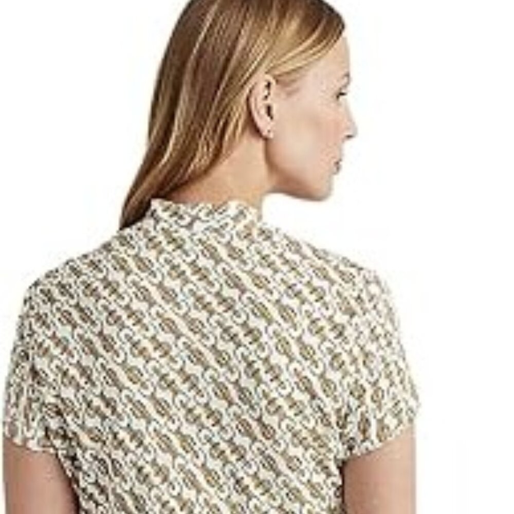 NEWLAUREN RALPH LAUREN Equestrian-Print Georgette Dress Size 10 - Picture 4 of 8